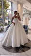 Classic Bridal Gowns Ball Gowns Square Neck Sleeveless Satin Long White Wedding Dress Elegant Bridal Gown Brides Dresses