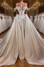 Classic V Neck Off-the-Shoulder Prom Dress with Beads