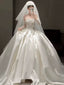Classy Ball Gowns Strapless Neckline Long Sleeves Sequin White Wedding Dress Brides Dresses
