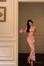 Classy Mermaid Spaghetti Straps Pink Flora Prom Dress Birthday Outfits Prom Gowns