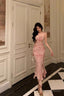Classy Mermaid Spaghetti Straps Pink Prom Dress Birthday Outfits Prom Gowns