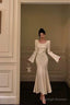 Classy Mermaid Square Neckline Long Sleeves Prom Dress Birthday Outfits Prom Gowns