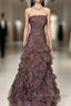 Classy Mermaid Strapless Ruffles Long Prom Dresses