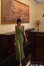Classy Mermaid Straps Green Satin Prom Dress Birthday Outfits