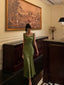 Classy Mermaid Straps Green Satin Prom Dress Birthday Outfits