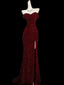 Classy Mermaid Sweetheart Red Slit Sequin Long Prom Gown Prom Dresses