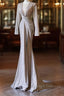 Classy Mermaid V Neckline Long Sleeves Sequin Ruffles Long Prom Dresses