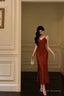 Classy Sheath Spaghetti Straps Red Lace Prom Dress Birthday Outfits Prom Gowns