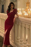 Classy Sheath Sweetheart Neckline Short Sleeves Red Prom Dresses Birthday Outfits Evening Gown