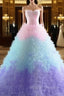 Colorful Tulle Sweetheart Tulle Princess Wedding Dress