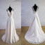 Column Sleeveless Special Wheat Color V-Neck V-Back High Waist Lace Sweep Trailing Wedding Dress