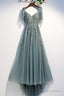 Custom Beautiful Tulle Lace Beaded Tea Length Straps A-Line Prom Dress, New Style Junior Party Dresses