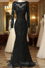 Custom Long Sleeves Prom Dresses Charming Beading Prom Dresses Lace Mermaid Prom Dresses