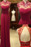 Custom Made A Line High Neck Backless Lace Prom Dresses, Long Formal Dress, Bridesmaid Dress