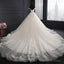 Custom Made A-Line Long Tulle Lace Ivory Wedding Dress With Train