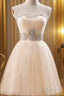 Custom Made A-Line Sweetheart Neck Champagne Prom Dress Short Champagne Bridesmaid Dress Graduation Dresses Homecoming Dresses