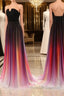 Custom Made Open Back Ombre Colorful Chiffon Prom Dresses, Backless Evening Dresses
