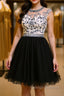 Custom Made Round Neck Cap Sleeves Beading Black Short Prom Dress Royal Blue Homecoming Dress Prom Dress 2026