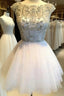 Custom Made Round Neck Ivory Short Prom Dress, Short Homecoming/Graduation Dress
