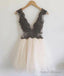 Custom Made V Neck Beaded Short Prom Dresses. Cute Homecoming Dresses