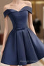 Custom Navy Blue Short Off Shoulder Sweetheart Prom Dresses Navy Blue Prom Dresses