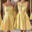 Cute A Line Short Yellow Homecoming Dresses Elegant Graduation Dress