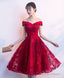 Cute Burgundy Homecoming Dresses Off Shoulder Bridesmaid Dresses