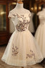 Cute Champagne Off Shoulder Knee Length Prom Dress , Lovely Formal Dress