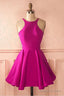 Cute Hot Pink Backless Short Homecoming Dresses Prom Dresses