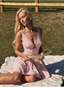 Cute Pink Deep V Polka Dot A-Line Birthday Dress Homecoming Dress