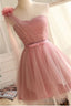 Cute Pink Sweetheart Tulle Homecoming Dress Sleeveless A-Line Short Homecoming Dress