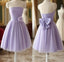 Cute Purple Strapless Pleat Short Homecoming Dress Wedding Party Dress
