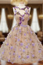 Cute Round Champagne Short Prom Dresses Champagne Homecoming Dresses