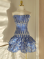 Cute Sheath Strapless Royal Blue Lace Vacation Dresses Short Birthday Dress