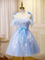 Cute Short Blue Lace Prom Dress Short Blue Lace Prom Graduation Dress