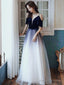 Cute Simple V-Neckline Long Prom Dress A-Line Gradient Floor Length Bridesmaid Dress