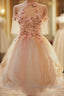 Cute Tulle Lace Applique Short Prom Dresses Cute Homecoming Dresses