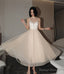Cute Tulle See Through Short Prom Dresses Champagne Prom Dresses