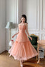 Cute Tulle Short A-Line Prom Dresses Spaghetti Strap Tulle Homecoming Dresses