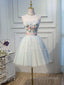Cute Tulle Short Lace Applique Short Prom Dresses Tulle Puffy Homecoming Dresses