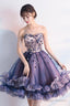 Cute Tulle Short Prom Dresses A-Line Strapless Homecoming Prom Dresses