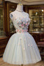 Cute Tulle Short Prom Dress with Lace, A Line Homecoming Prom Dress