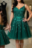 Cute V Neck Green Lace Short Prom Homecoming Dress Green Lace Prom Dress Green Prom Dress