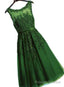 Dark Green Round Neckline Tea Length Lace Prom Dress, Wedding Prom Dress