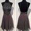 Dark grey sparkly special vintage open back sexy popular homecoming Formal Prom Dress