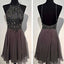 Dark grey sparkly special vintage open back sexy popular homecoming Formal Prom Dress