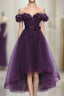 Dark Purple High Low Homecoming Dresses, Cute Formal Dress, Prom Dress
