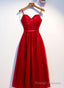 Dark Red Tulle Sweetheart Straps Wedding Prom Dress, Red Homecoming Dress Prom Dress
