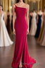 Simply Barbie Pink Mermaid One Shoulder Long Prom Dresses