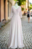 Deep V Neck 1/2 Sleeves Chiffon Max Dresses Side-Slit Floor Length Bridesmaid Dress